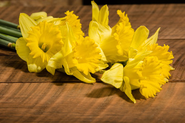 Yellow daffodil flowers on the table