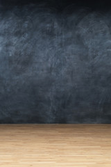 Wall blackboard with wooden floor
