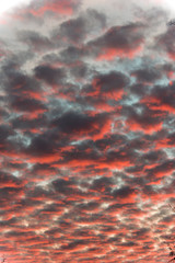 Red sunset cloud formation vertical