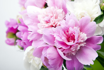 Beautiful bouquet of pink and white peonies - obrazy, fototapety, plakaty