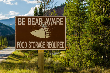 Bear Aware sign in remote area