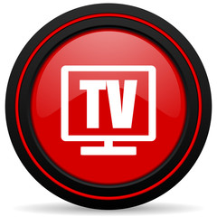 tv red glossy web icon