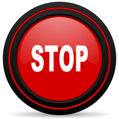 stop red glossy web icon