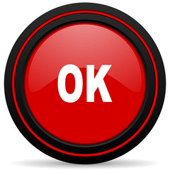ok red glossy web icon
