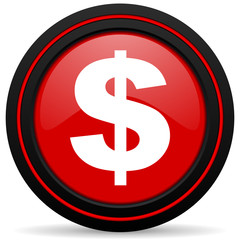dollar red glossy web icon