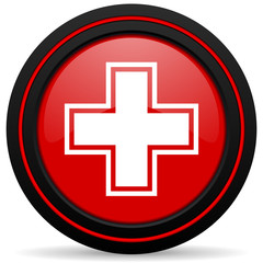 pharmacy red glossy web icon