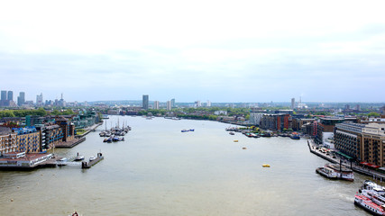 Beautiful breath-taking panoramic scenic view on London's cityscape from the Tower Bridge...
