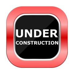 Under Construction Square Red Button