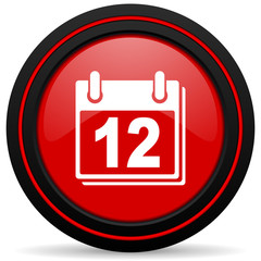 calendar red glossy web icon