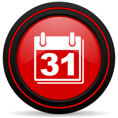 calendar red glossy web icon