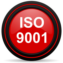 iso 9001 red glossy web icon