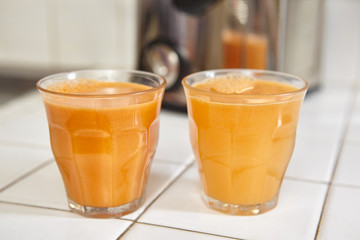 Two glass of carrot juice