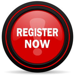 register now red glossy web icon