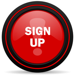 sign up red glossy web icon