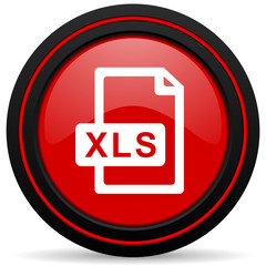 xls file red glossy web icon