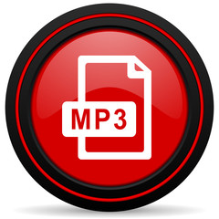 mp3 file red glossy web icon