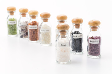 topaz in glass bottle isolated