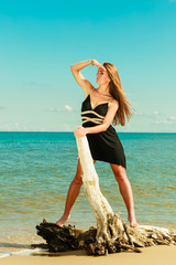 Beautiful sexy girl on seashore