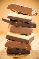 Stack of different sorts chocolate