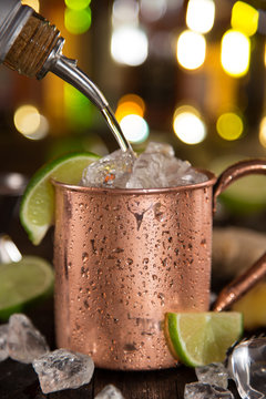 Cold Moscow Mule - Ginger Beer, lime and Vodka