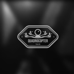 Drone quadcopter vintage style label