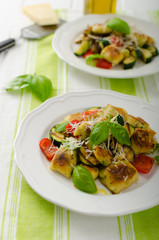 Homemade gnocchi with mediterranean vegetables