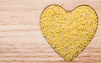 Millet groats heart shaped