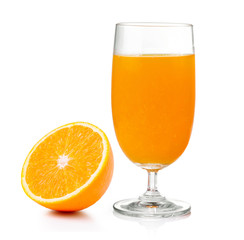 Orange juice and orange isolated on white background