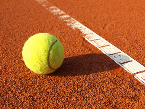 tennis ball on a tennis court