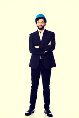 Handsome engineer in protective helmet.