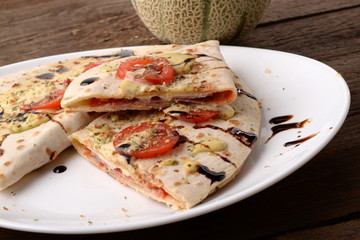 PIADINA SALAMI WITH TOMATO AND MOZZARELLA