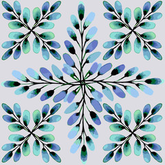 Seamless pattern. The cross-shaped beam of willow buds.