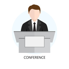 Conference Icon Flat Design Concept