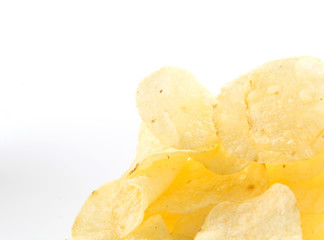 potato chips on white background
