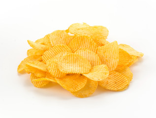 potato chips on white background