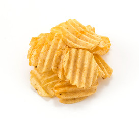 potato chips on white background