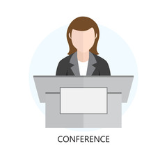 Conference Icon Flat Design Concept
