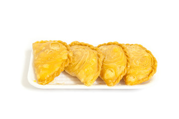 curry puffs isolated on a white background.