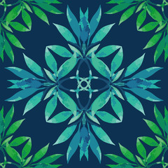 Seamless pattern. Watercolor stems with leaves.