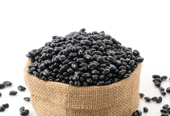 black beans on white background