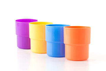plastic glass on white background