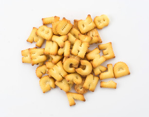 salted crackers or biscuit a b c shape