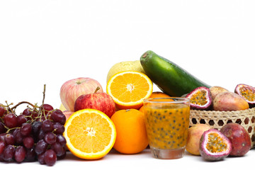 Group of fruits and vegetables isolated on a white background