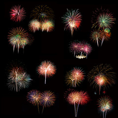 Set of colorful fireworks light