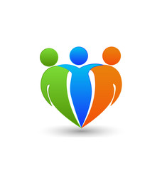 Logo of Partners friends teamwork business concept in heart shape vector