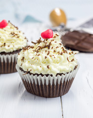 Chocolate cupcakes with ricotta cheese frosting