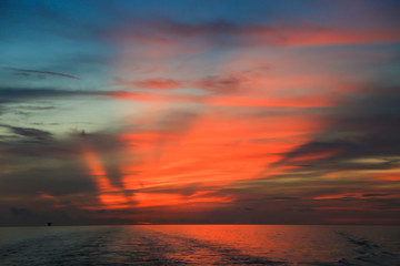 Colorful Red Sky Background or Red blood sky on good weather day. colorful sky.