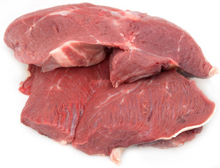 fresh pulp of beef on a white background