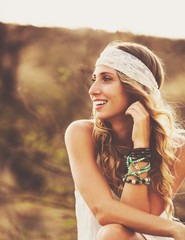 Fashion Portrait of Beautiful Young Woman Backlit at Sunset © EpicStockMedia