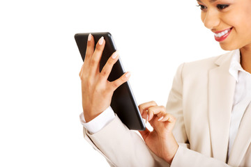 Business woman with the tablet.